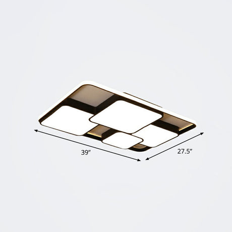 Nordic Acrylic Led Flush-Mount Ceiling Light For Bedrooms - Overlapping Style Black / 39 Remote
