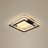 Black Rectangle Led Flush Ceiling Light - Minimalist Acrylic Lamp For Living Room / 16.5