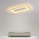 White Minimalist Led Flush Light: Ultrathin Rectangular Acrylic Ceiling Lamp For Living Room / 35.5’