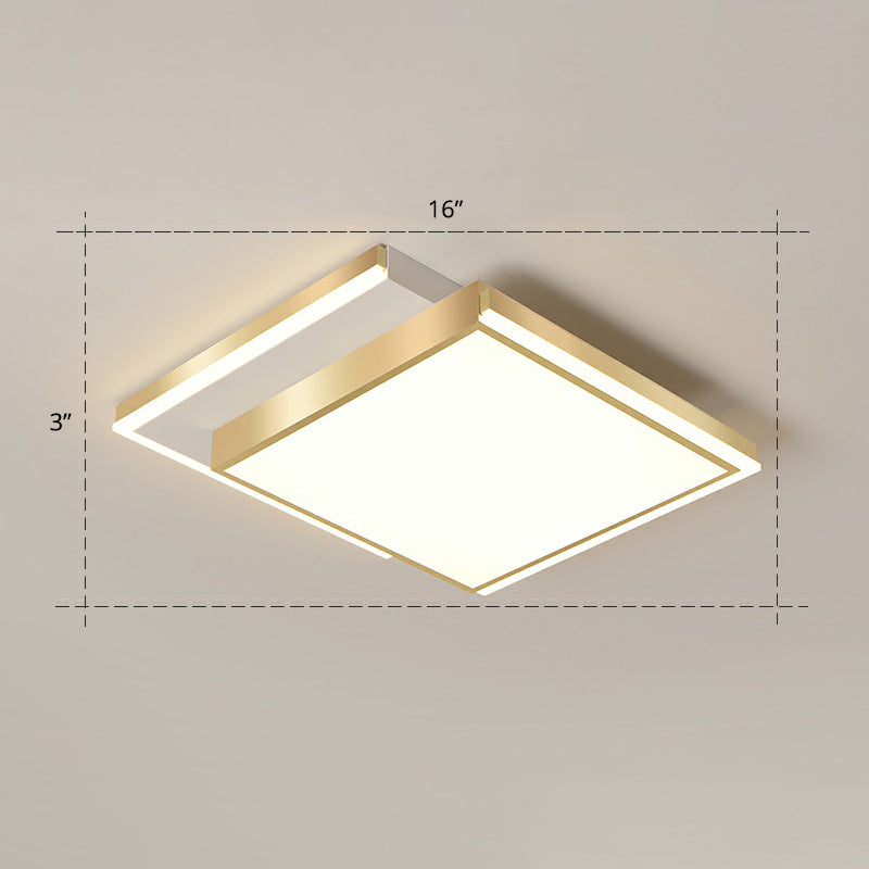 Minimalistic Gold Led Ceiling Light For Living Room - Rectangle Shaped Acrylic Flush Mount / 16 Warm