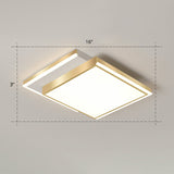 Minimalistic Gold Led Ceiling Light For Living Room - Rectangle Shaped Acrylic Flush Mount / 16