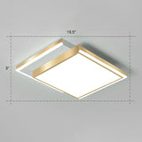 Minimalistic Gold Led Ceiling Light For Living Room - Rectangle Shaped Acrylic Flush Mount / 19.5
