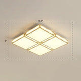 Minimalistic Gold Checked Led Flushmount Ceiling Light For Living Room / 19.5 Warm