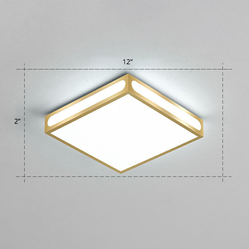 Minimalistic Gold Checked Led Flushmount Ceiling Light For Living Room / 12 White