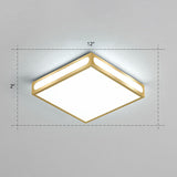 Minimalistic Gold Checked Led Flushmount Ceiling Light For Living Room / 12 White