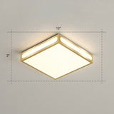 Minimalistic Gold Checked Led Flushmount Ceiling Light For Living Room / 12 Remote Control Stepless