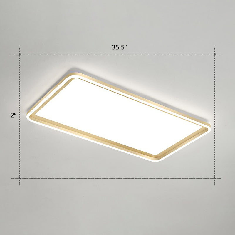 Gold Acrylic Led Flush Mount Ceiling Light For Minimalistic Rectangle Sitting Room / 35.5 White