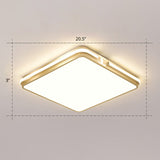 Contemporary Gold Finish Led Flush Mount Ceiling Light - Acrylic Rectangle Design / 20.5 Remote