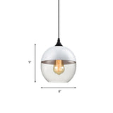 Modern 1-Light Glass Suspension Pendant In White/Black - 5/7/8 Wide Drum/Cylinder/Jar Clear/Yellow