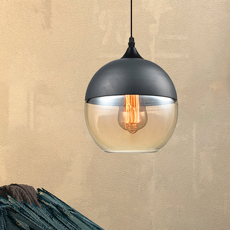 Modern 1-Light Glass Suspension Pendant In White/Black - 5/7/8 Wide Drum/Cylinder/Jar Clear/Yellow