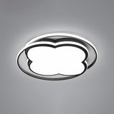 Modern Black Floral Led Ceiling Lamp For Minimalistic Bedroom Lighting / 20.5