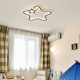Kids’ Cartoon Star Led Ceiling Light Fixture - Acrylic Flushmount For Bedroom Black / Warm