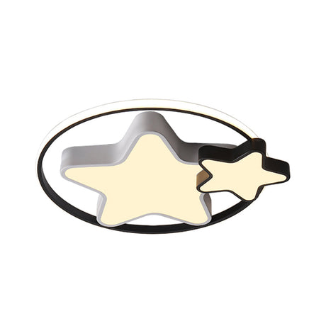 Kids Bedroom Led Star Ceiling Light In Black And White Acrylic Flush Mount
