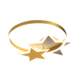 Gold Star And Circle Led Ceiling Flush Mount Light For Kids Room – Childrens Metal Fixture
