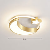 Golden Moon And Star Led Flush Mount: Nordic Acrylic Ceiling Light For Nursery Gold / 21.5 Remote