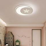 Nursery Ceiling Light: Starry Moon Night Led Flush Mount Fixture White / 17’ Inner Warm Outer