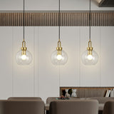 Simple Elegant Brass Sphere Pendant Light Fixture For Dining Room - Glass 1 Head Ceiling Lamp
