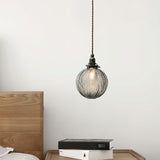 Nordic Glass Orb Mini Pendant Lighting - Textured Finish Sleek Black Design Ideal For Bedroom