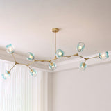 Nordic Molecule Glass Ceiling Pendant Light: Dimpled Living Room Chandelier With Pivot Joint 9 /