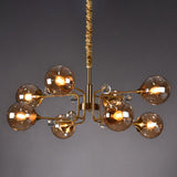 Post-Modern Glass Ceiling Chandelier For Living Room In Brass Modo Style 8 / Amber