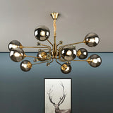 Post-Modern Glass Ceiling Chandelier For Living Room In Brass Modo Style