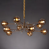 Post-Modern Glass Ceiling Chandelier For Living Room In Brass Modo Style 10 / Amber