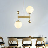 Minimalist 2-Head Opaline Glass Pendant Chandelier Light For Dining Room