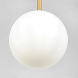 Opaline Glass Ball Pendant Light In Brass - Minimalist Bedside Hanging Lamp