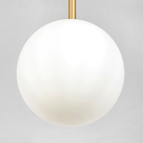 Opaline Glass Ball Pendant Light In Brass - Minimalist Bedside Hanging Lamp