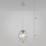 Sleek 1-Head Restaurant Pendant Lamp With Glass Sphere Shade Clear / 8