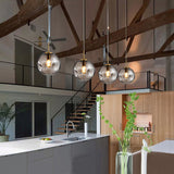 Dimpled Glass Globe Pendant Lamp: Postmodern Brass Hanging Light For Bedroom