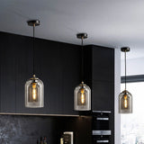 Nordic Glass Dome Pendant Light - 2-Shade 1-Light Bedside Fixture