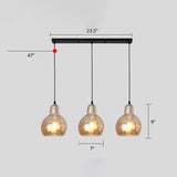 Black Postmodern Gourd Pendant Lamp With 3 Glass Heads For Dining Room Suspension Amber / 23.5