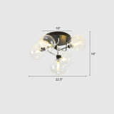 Contemporary Semi Flush Bubble Glass Ceiling Light For Living Room 5 / Chrome Clear