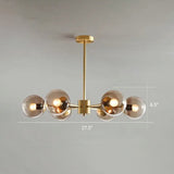 Modern Chandelier With Glass Ball Shade For Dining Room Ceiling 6 / Coffee