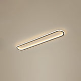Minimalist Black Led Flush Mount Ceiling Light For Corridor With Acrylic Oblong Shape / 16