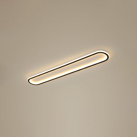 Minimalist Black Led Flush Mount Ceiling Light For Corridor With Acrylic Oblong Shape / 16