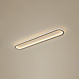 Minimalist Black Led Flush Mount Ceiling Light For Corridor With Acrylic Oblong Shape / 23.5