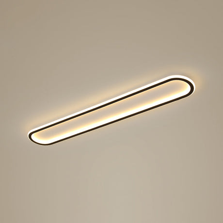 Minimalist Black Led Flush Mount Ceiling Light For Corridor With Acrylic Oblong Shape / 47