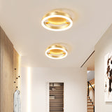 Minimalist Gold Flush Mount Led Ceiling Light With Aluminum Frame - Ideal For Corridor