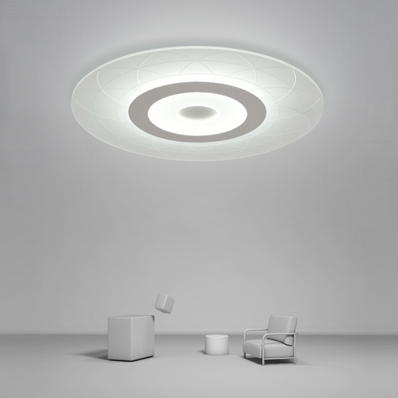 Ultrathin Flush Ceiling Light With Floral Pattern - Led Acrylic Fixture White / 16.5’