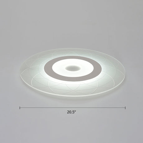 Ultrathin Flush Ceiling Light With Floral Pattern - Led Acrylic Fixture White