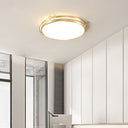 Gold Finish Flush Mount Led Ceiling Lamp With Swirl Decor / 16’ Warm