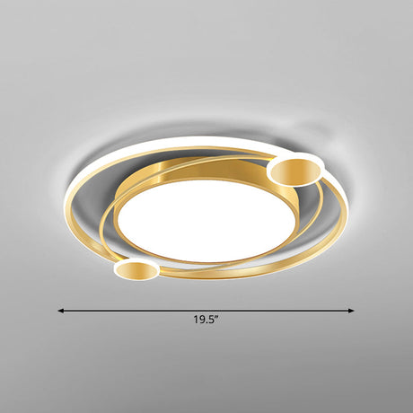 Nordic Gold Flush Mount Ceiling Light With Acrylic Shade / 16’ White