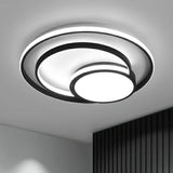 Black Minimalist 3 - Ring Flush Mount Ceiling Lamp With Acrylic Shade