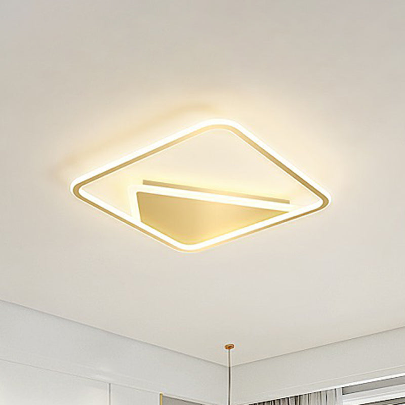 Gold Ultrathin Led Flush Mount Ceiling Fixture - Sleek Metal Flush-Mounted Light For Bedrooms