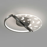 Feather Patterned Led Acrylic Ceiling Mount Flush Light Black / 18’ Natural