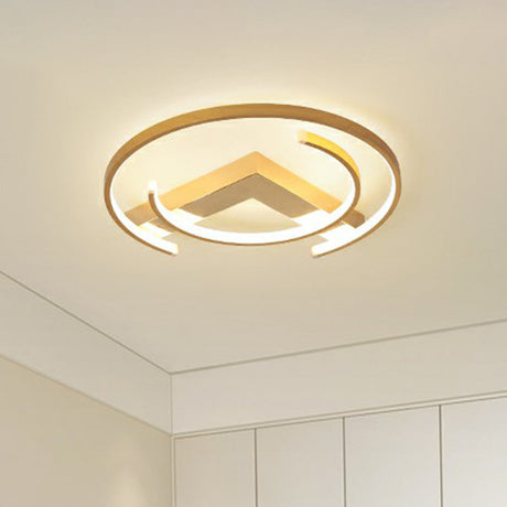 Gold Led Ceiling Flush Light With V And C Shaped Mount Design Acrylic Shade / 18’ White