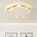 Simple Style Gold Pentagon Led Flush Mount Light For Bedroom Ceiling / 16’ White