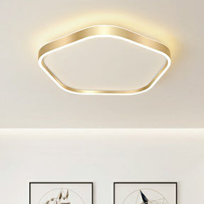 Simple Style Gold Pentagon Led Flush Mount Light For Bedroom Ceiling / 16’ White
